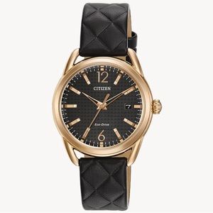 Citizen LTR Eco-Drive Quilted Black Strap Watch